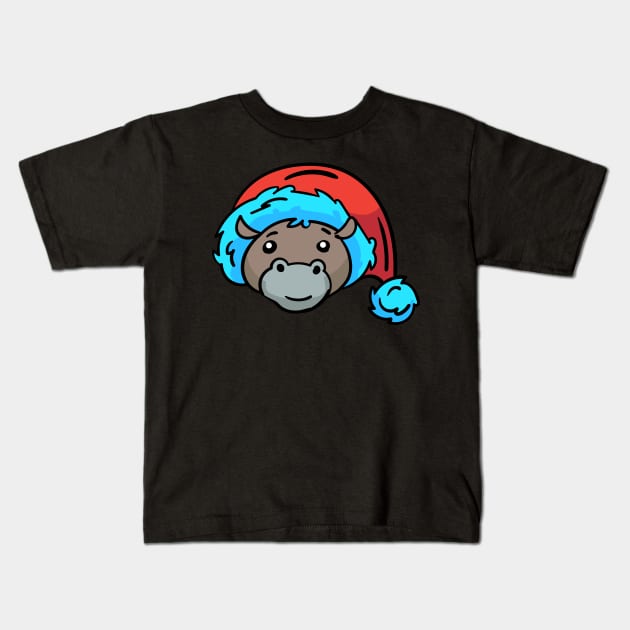 Christmas Jungle Face Hippo Kids T-Shirt by holidaystore